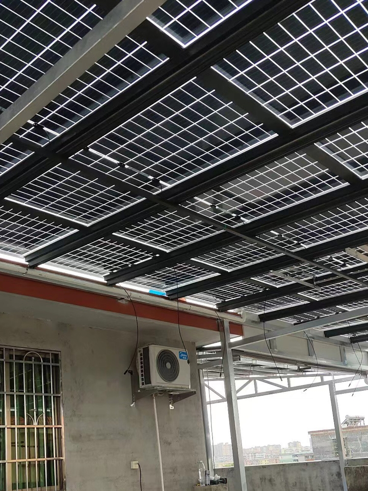 杭州屋顶十千瓦并网太阳能发电系统家用隔热光伏不违建雨棚10kw